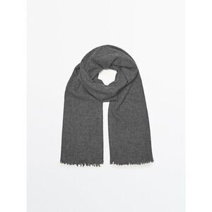 Massimo Dutti Scarf Gray 100% Cashmere Long With Fringe 0525/049 NWT